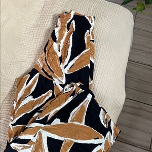 Leaf Print Black and Brown Pants